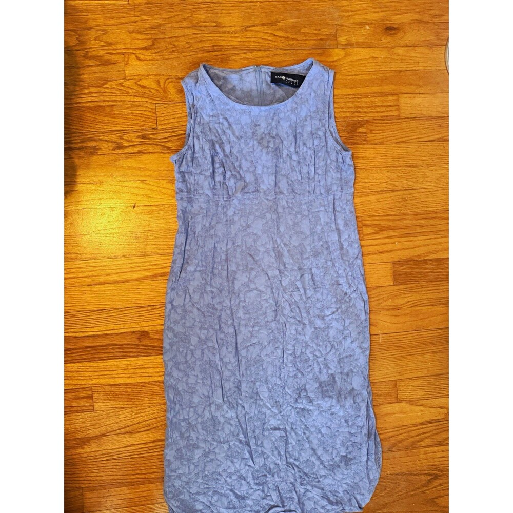 Sag Harbor Light Blue Floral Jacquard Sheath Dress 18P Petite Scoop Neck